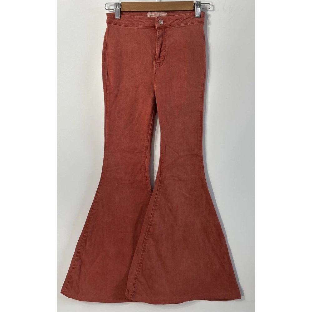 Free People Just Float On Super Flare Stretch Jeans Bell Bottoms 70's SZ 26